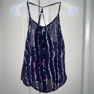 Sheer Navy Button Down Tank Kids L